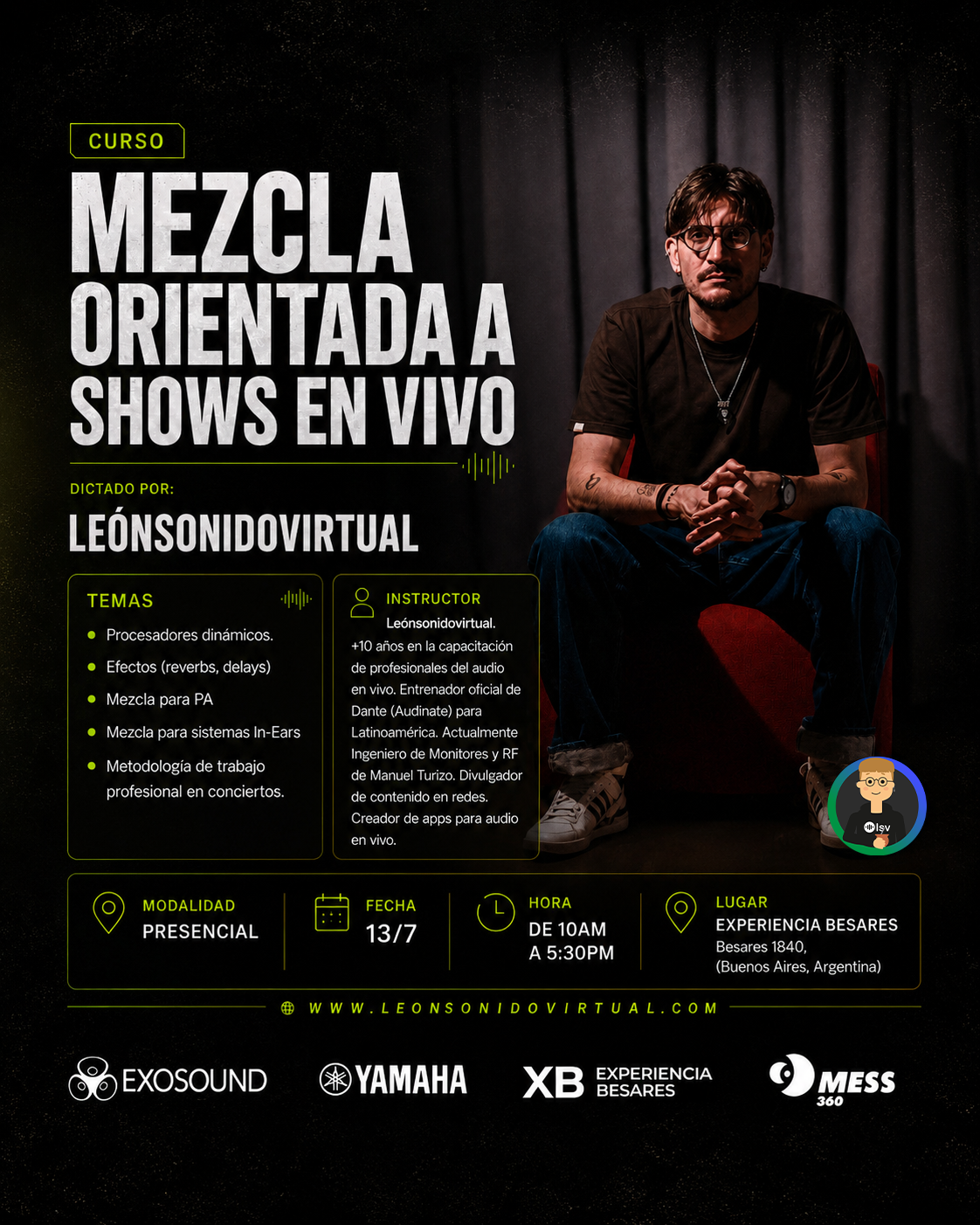 Curso presencial de mezcla para shows en vivo en Buenos Aires