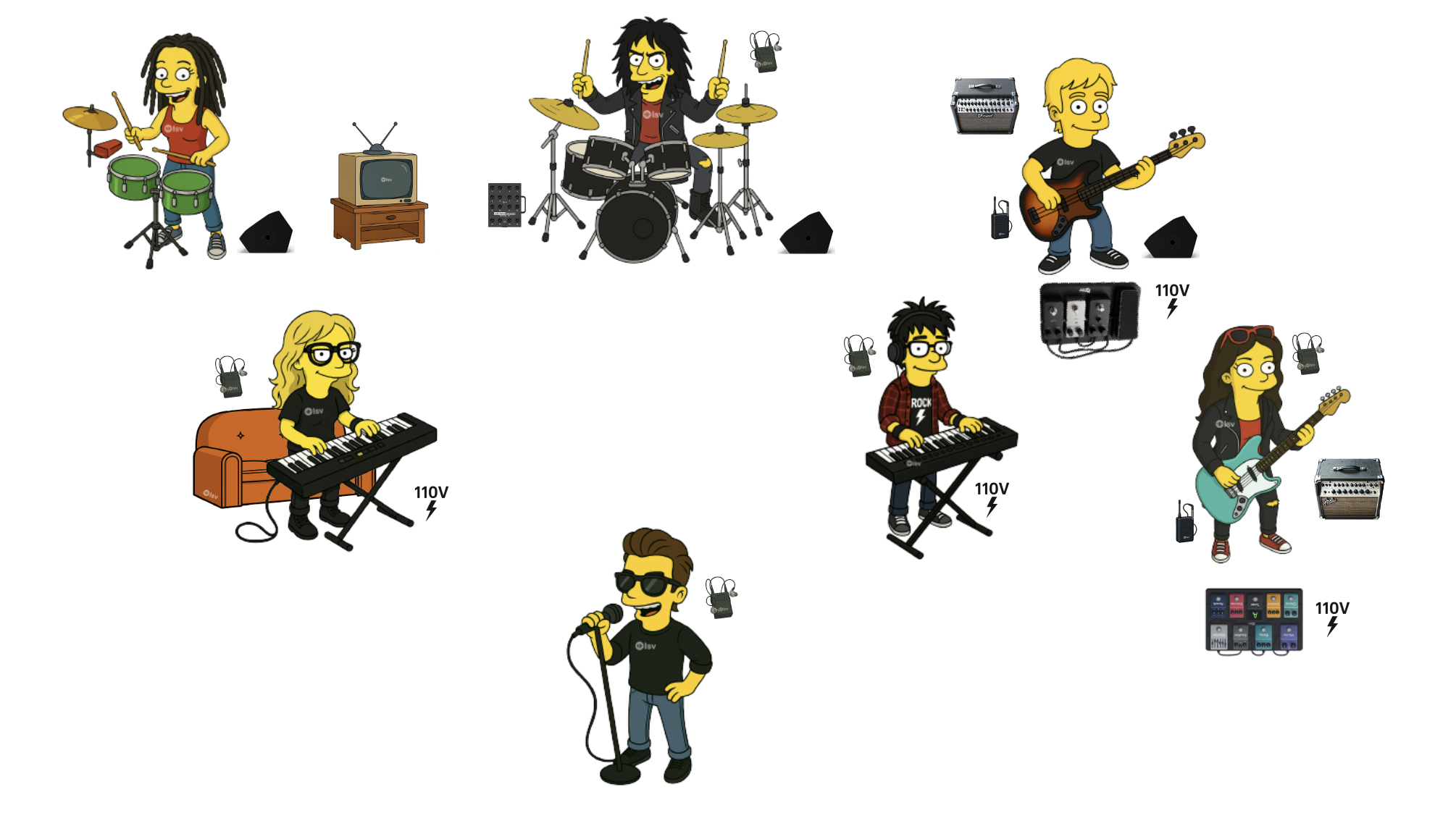 Ejemplo StagePlot caricaturizado